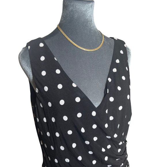 Lauren Ralph Lauren Dress Sz 12 Polka Dot Wrap Chiffon Sheer Holiday Party EUC - Picture 7 of 10